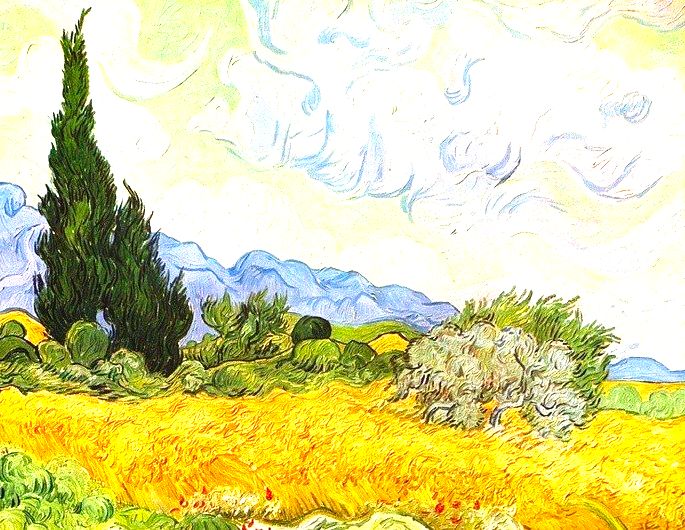 Campo de trigo com ciprestes, de Van Gogh